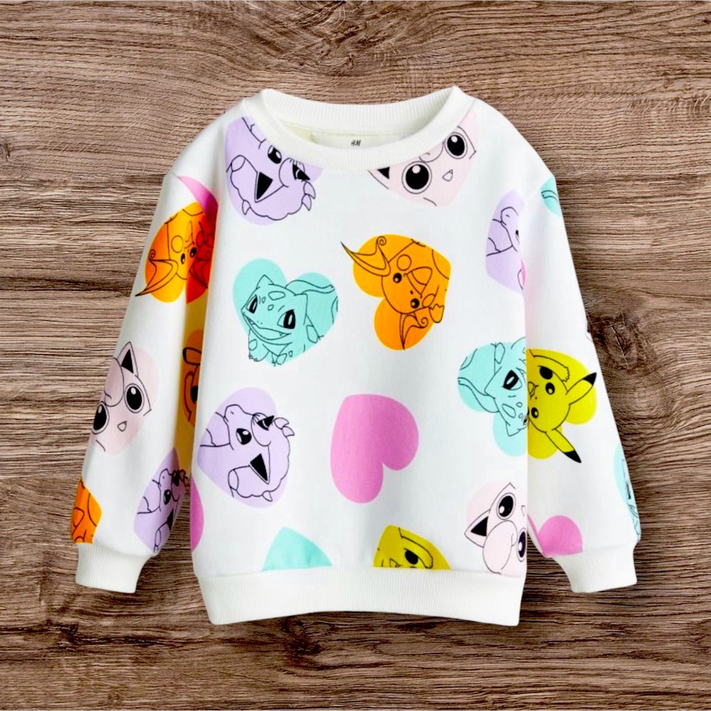 H&M Girls Pokemon Sweatshirt - Pikachu, Bulbasaur, Jigglypuff, Raichu, Ponyta